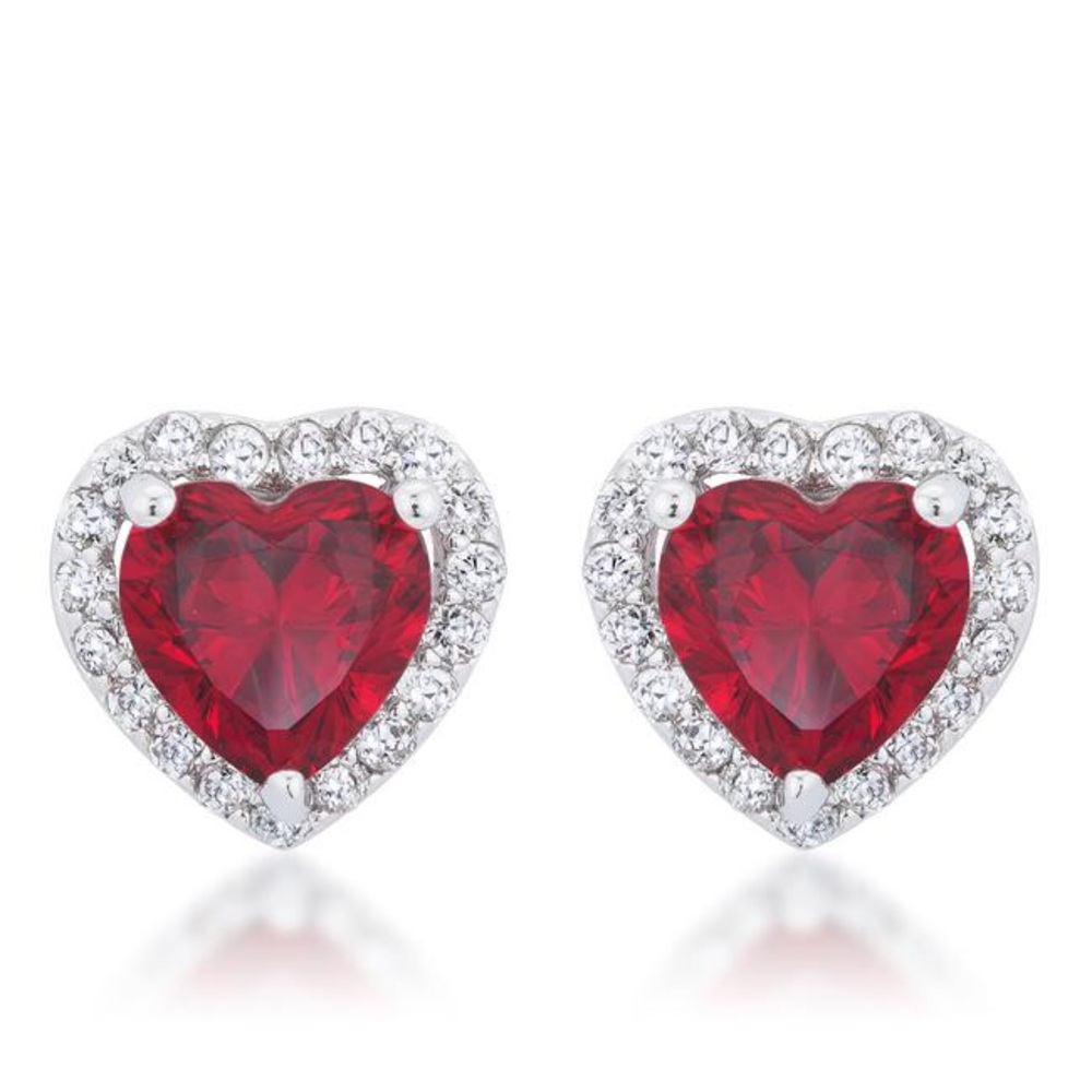 NWT sterling silver ruby heart halo earrings